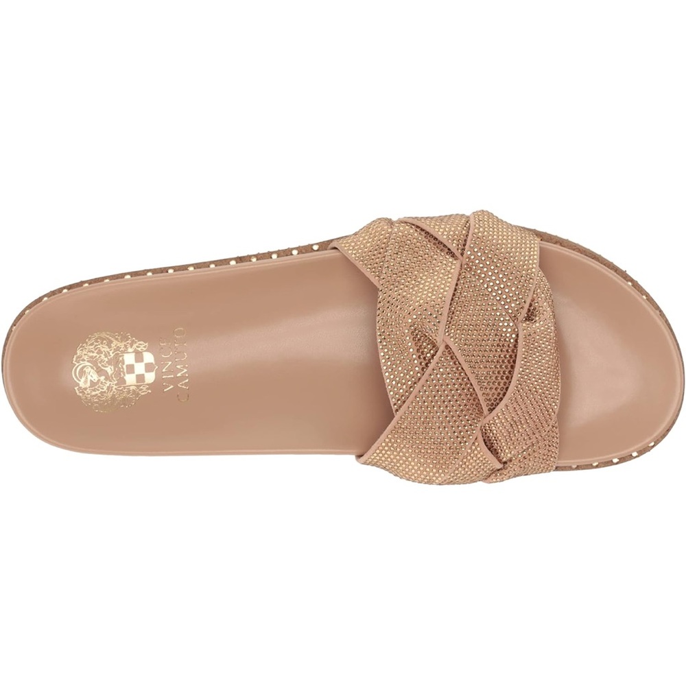 Vince Camuto Woven Braid Rhinestone Slide Sandals